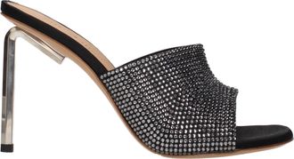 Off-white Blanco roto para mujers Sandalias de sat&eacute;n negro