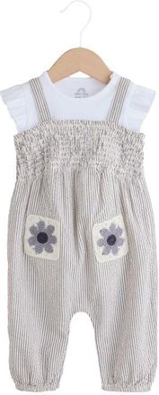 Next Crochet Pocket Romper & T-Shirt Set in Grey at Nordstrom, Size 12-18M