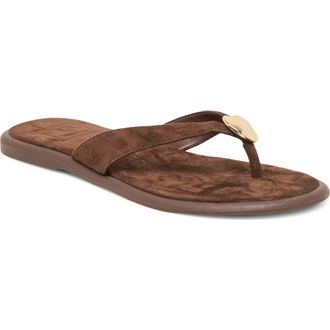 Dolce Vita Jaina Embellished Flip Flop in Dark Brown Nubuck at Nordstrom, Size 6.5