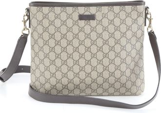 Gucci Brown Leather Coated Canvas Shoulder Bag (Pre-Owned)