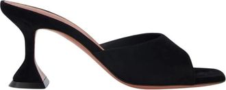 Amina Muaddi Lupita 70mm Leren Mules - Dames - Muiltjes - Zwart - 37 EU - Leer - Schoenen
