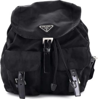 Prada Double Front Pocket Tessuto Small backpack - Zwart