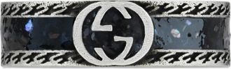 Gucci Ring in sterling zilver en groene emaille met Interlocking G detail - Dames - Ringen - Grijs - 64 MM - Accessoires