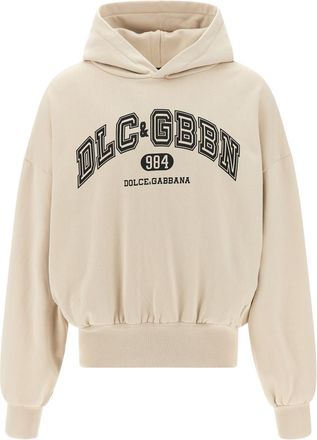 Dolce & Gabbana Beige Logo print hoodie