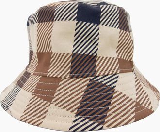 Aquascutum Mens Aquascutum Macro Iconic Reversible Bucket Hat Macro Check 30 - Size: L/XL
