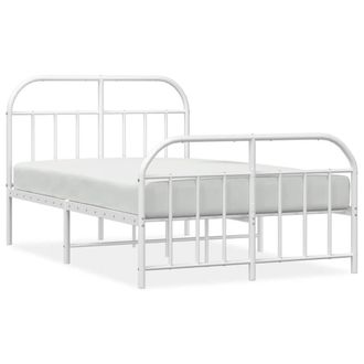Berkfield Home Metal Bed Frame with Headboard & Footboard White 120x200 cm | Size: Small Double