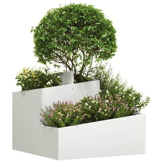 Berkfield Home Plastic Planter White Plastic Medium Decorative Inlays