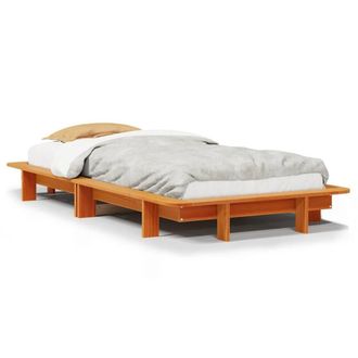 Berkfield Home Bed Frame Frame Wax Brown 75x190 cm Small Single Solid Wood Pine