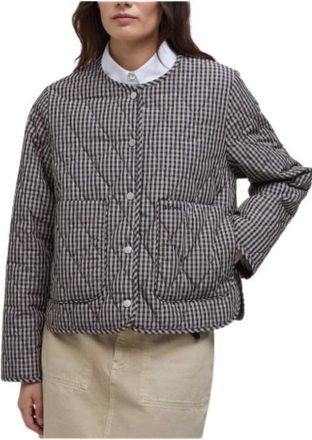 Barbour Jassen, Dames, Zwart, M, Polyester, Check Monroe Gewatteerd Jasje