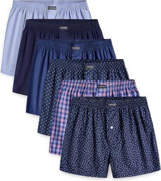 Lower East Mens Boxershorts Boxer Shorts, Multi-Coloured, One Size (Pack of 6)