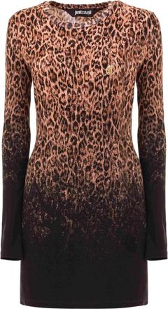Just Cavalli Mini-jurk met luipaardprint en kleurverloop - Beige