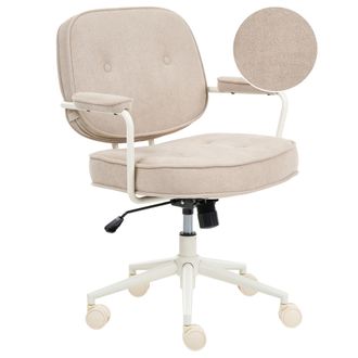 Beliani Silla De Oficina De Boucl&eacute; Estructura De Metal Funci&oacute;n Giratoria Inclinaci&oacute;n Altura Ajustable Muebles De Oficina Beige Claro Paramus