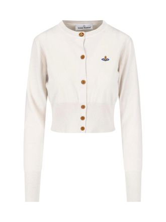 Vivienne Westwood White Cashmere-Blend Orb Cropped Cardigan