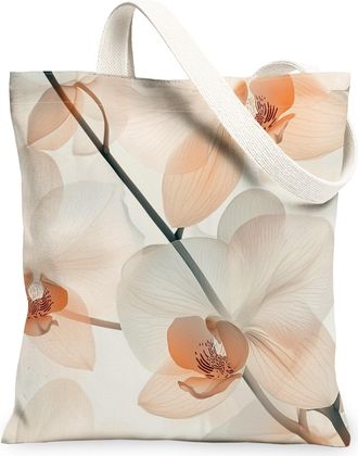 Generic Spring Luxury Orchid Canvas Tote Bag for Shopping 13x15, Cute Floral Wildflower Reusable Grocery Print Pattern Bag for Women Men, Flower Simple Aesthe
