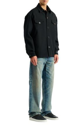 Balmain Wool twill overshirt in Black at Nordstrom, Size 52 It