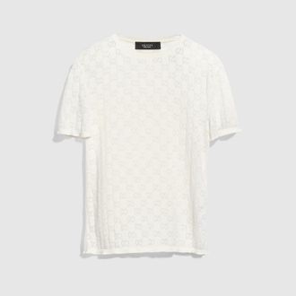 Gucci GG Cotton Devor&eacute; T-shirt, White, Ready-to-wear