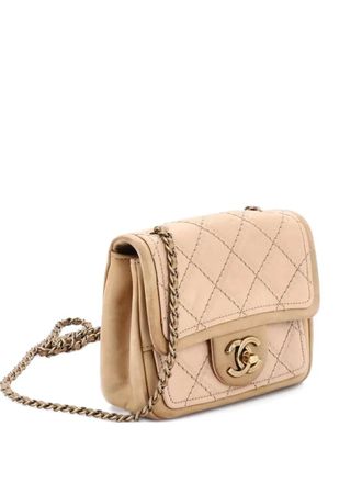Chanel Sheriffs Star Square Flap Bag gewatteerde kalfsleren mini-schoudertas - Beige