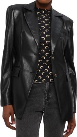 Nanushka Black Faux Leather Blazer Size L