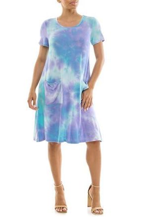 Nina Leonard Tie Dye Trapeze Dress in Purple Multi at Nordstrom Rack, Size X-Large