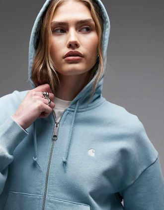 Carhartt Work in Progress Casey - Felpa con cappuccio blu con zip