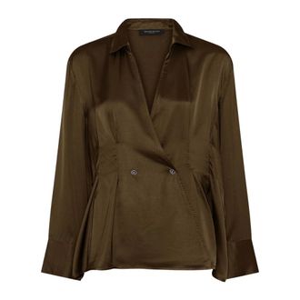 Bruuns Bazaar KorthalsiaBBZeari shirt - Dames - Blouses & Shirts - Groen - Maat: XS Satijn
