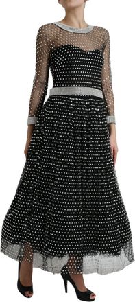 Dolce & Gabbana Womens Crystal-Embellished Nylon Dress Black