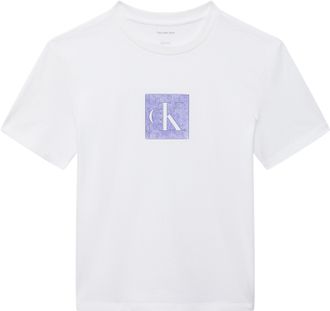 Calvin Klein Jeans T-Shirt CALVIN KLEIN JEANS CLASSIC FIT MONOGRAM TEE, Damen, Gr. XL (44), hellwei&szlig;, Web, Obermaterial: 100% Baumwolle, unifarben, regular fit normal, R