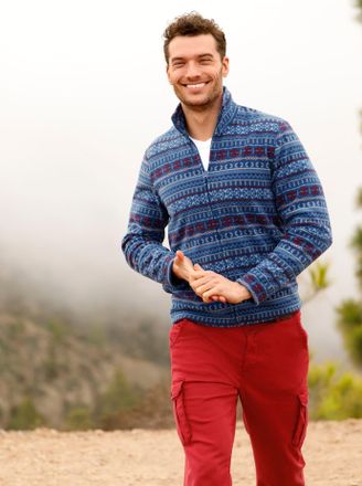 Catamaran Fleecejacke CATAMARAN, Herren, Gr. 52/54, blau (jeansblau, gemustert), 100% Polyester, bedruckt, gemustert, Jacken Fleecejacke