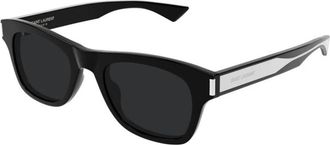 Saint Laurent Vierkante Zonnebril - Heren - Zonnebrillen - Zwart - 51 MM - Accessoires