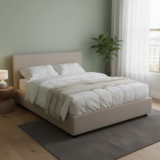 Dmora Dmora - Cama Matrimonial Dangel, Cama Contenedor Con Revestimiento De Tela, 100% Made In Italy, Apertura Frontal, Adecuado Para Colch&oacute;n Cm 160x200, T&oacute;
