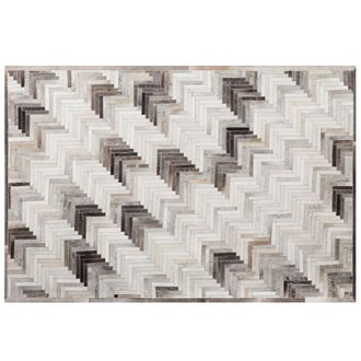 Beliani Beliani - Alfombra De Piel De Vacuno Gris Beige 140 X 200 Cm Patchwork Cl&aacute;sico Moderno Arsuz