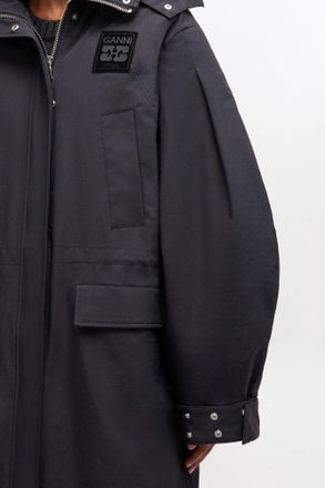 Ganni Mixed Oversized Dark Grey Tri-Layer Parka Coat - Size 32 Recycled Nylon