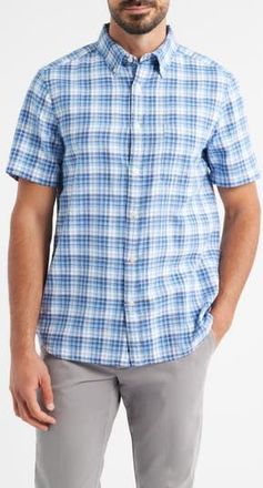 Vineyard Vines Coskata Island Plaid Short Sleeve Button-Down Shirt in Coastline at Nordstrom Rack, Size Medium