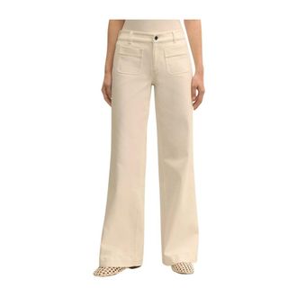 Brooks Brothers Patch-Pocket Flare Jeans - Dames - Loose Fit Jeans - Wit - L - Katoen - Jeans