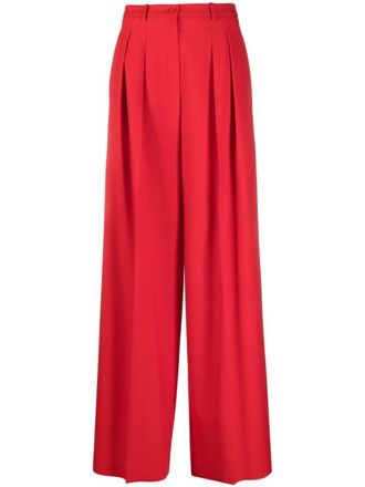 Michael Kors box-pleat wool palazzo trousers - Red