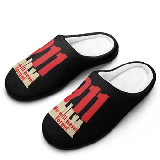 Generic We Will Never Forget 911 Funny Mens Slippers Cotton Warm House Shoes Memory Foam Sandals Print Size 7-14