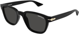 Montblanc Zwart Grijs Vierkante Zonnebril Nib Detail - Heren - Zonnebrillen - Zwart - 51 MM - Accessoires