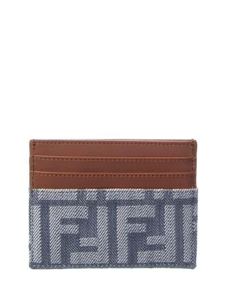 Fendi Fendi Baguette Ff Denim & Leather Card Holder