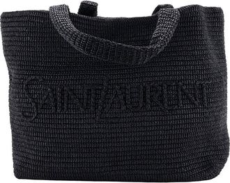 Saint Laurent Logo Supple Tote Embroidered Raffia (Authentic Pre-Loved)