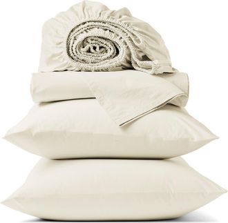 Coyuchi Refined 300 Thread Count Organic Cotton Percale Sheet Set in Undyed at Nordstrom, Size California King