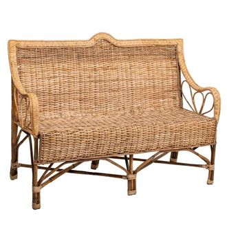 Wanderlust Deco Sof&aacute; De Bamb&uacute; Y Rat&aacute;n Marr&oacute;n 130x48x99