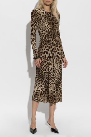 Dolce & Gabbana Animal Print Dress, Womens, Brown
