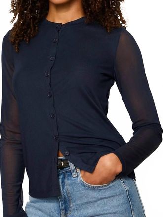 Sanctuary Mesh Long Sleeve Cardigan In Navy Blazer