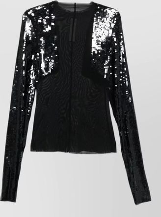 Rick Owens dennis mesh sequin sleeve stretch top