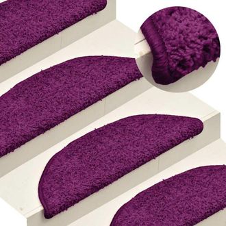 vidaXL Tappetini per scale 15 pz 56x17x3 cm rosa semicircolari - Vidaxl