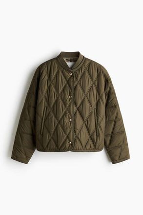 H&M Quilted Jacket in Dark Khaki Green at Nordstrom, Size Xx-Large