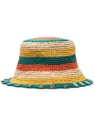 Paco Rabanne raffia straw hat - women - Raffia/Brass - 58 - Green
