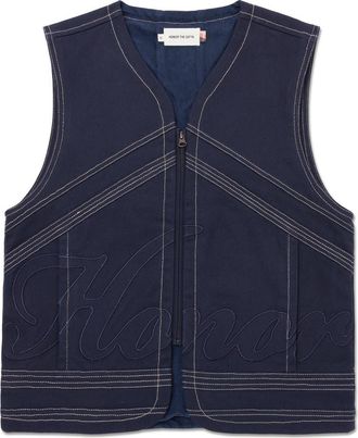 Honor The Gift Logo Appliqu&eacute; Cotton Canvas Riding Vest in Navy at Nordstrom Rack, Size Xx-Large