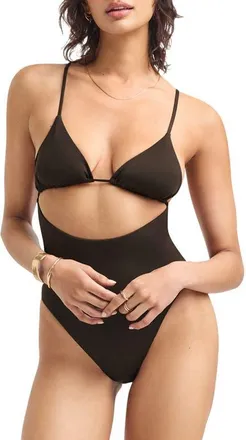 Vitamin A Gia Cutout One-Piece Swimsuit in Deep Earth at Nordstrom, Size X-Small
