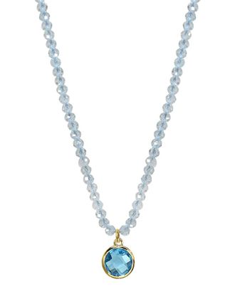 Jewelmak 14K Blue Topaz, Swiss Blue Topaz Necklace